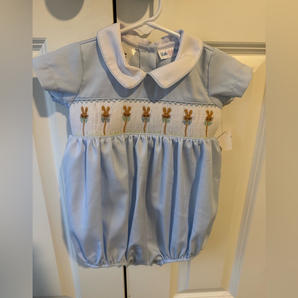 LULU BEBE SMOCKED Rabbit BUBBLE EASTEr 12m